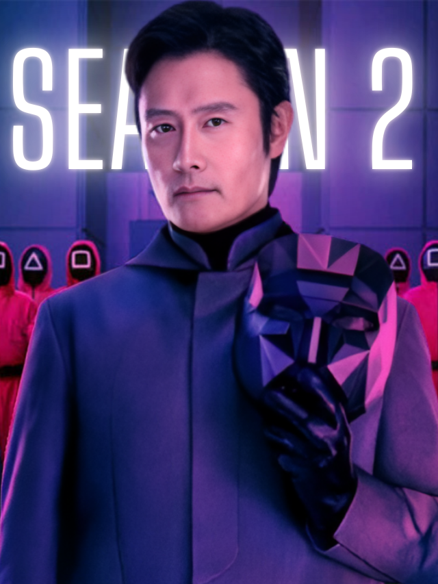 Poster of Squid Game Season 2 featuring key characters in a suspenseful scene, emphasizing the gripping drama and tension of the Netflix series.