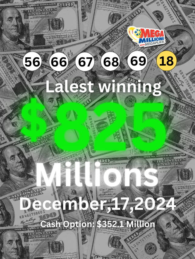 $825 Million Mega Millions Jackpot for December 20, 2024 - Record-Breaking Prize with $382.2 Million Cash Option.