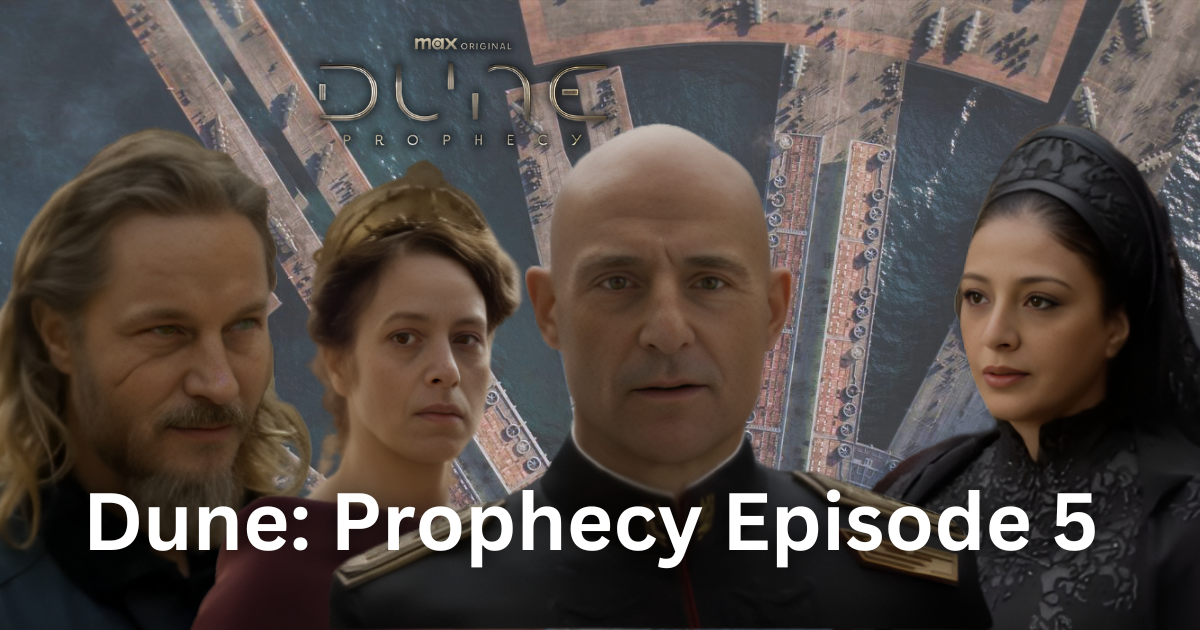 Dune Prophecy Episode 5 - Constantine Corrino and Princess Ynez in an intense moment.